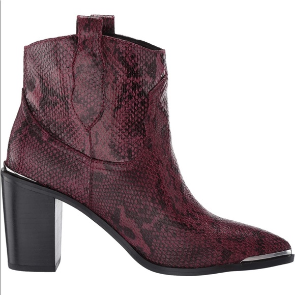 Steve Madden NWOT Zora Maroon snakeskin heeled western ankle boots size 10 - Picture 3 of 14